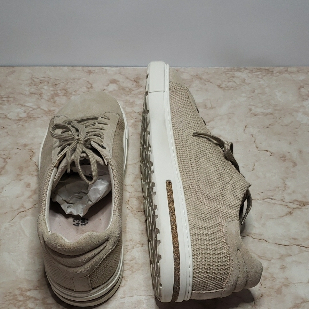 Birkenstock Women"s Beige Suede And Canvas Sneakers Size 5 - Picture 5 of 6